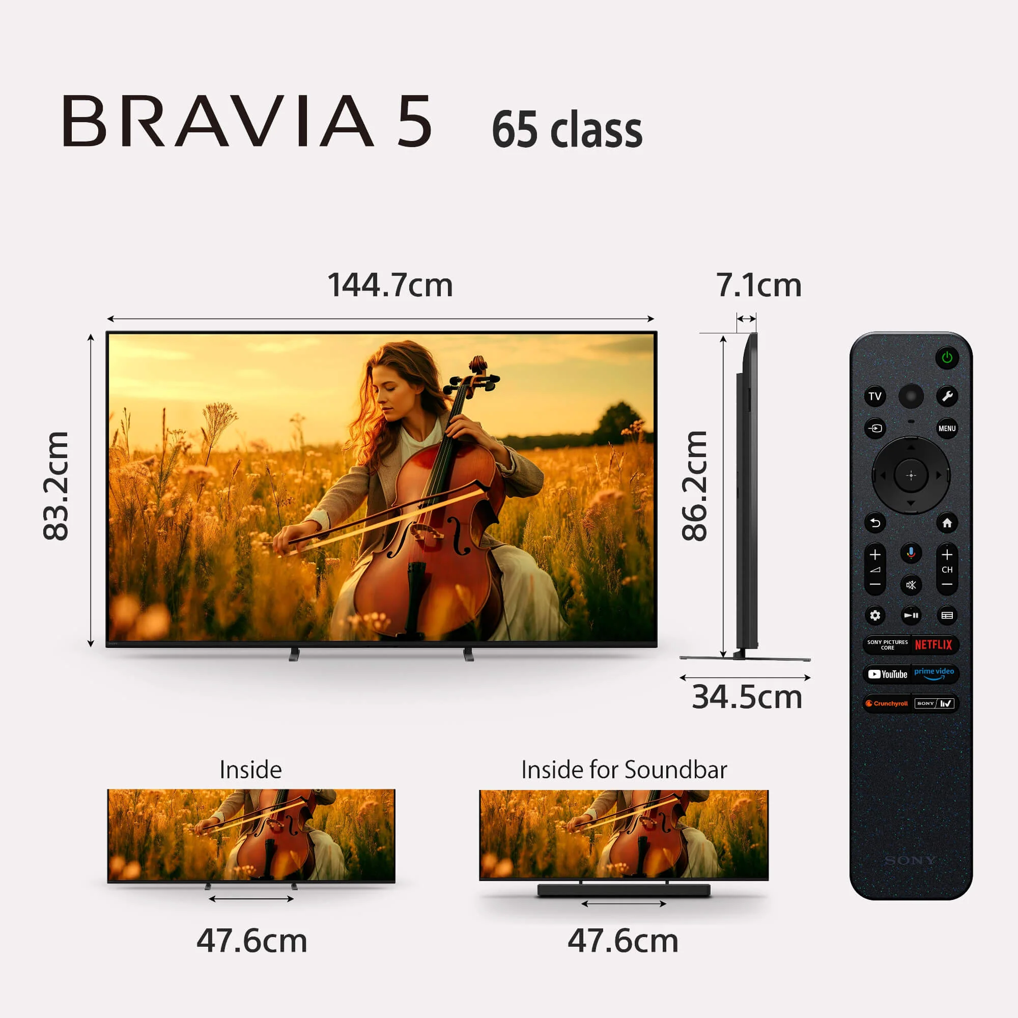 Sony | BRAVIA 5 | 65 inch | XR Processor | Mini LED | 4K Ultra HD | High Dynamic Range (HDR) | Smart TV (Google TV) - Image 2