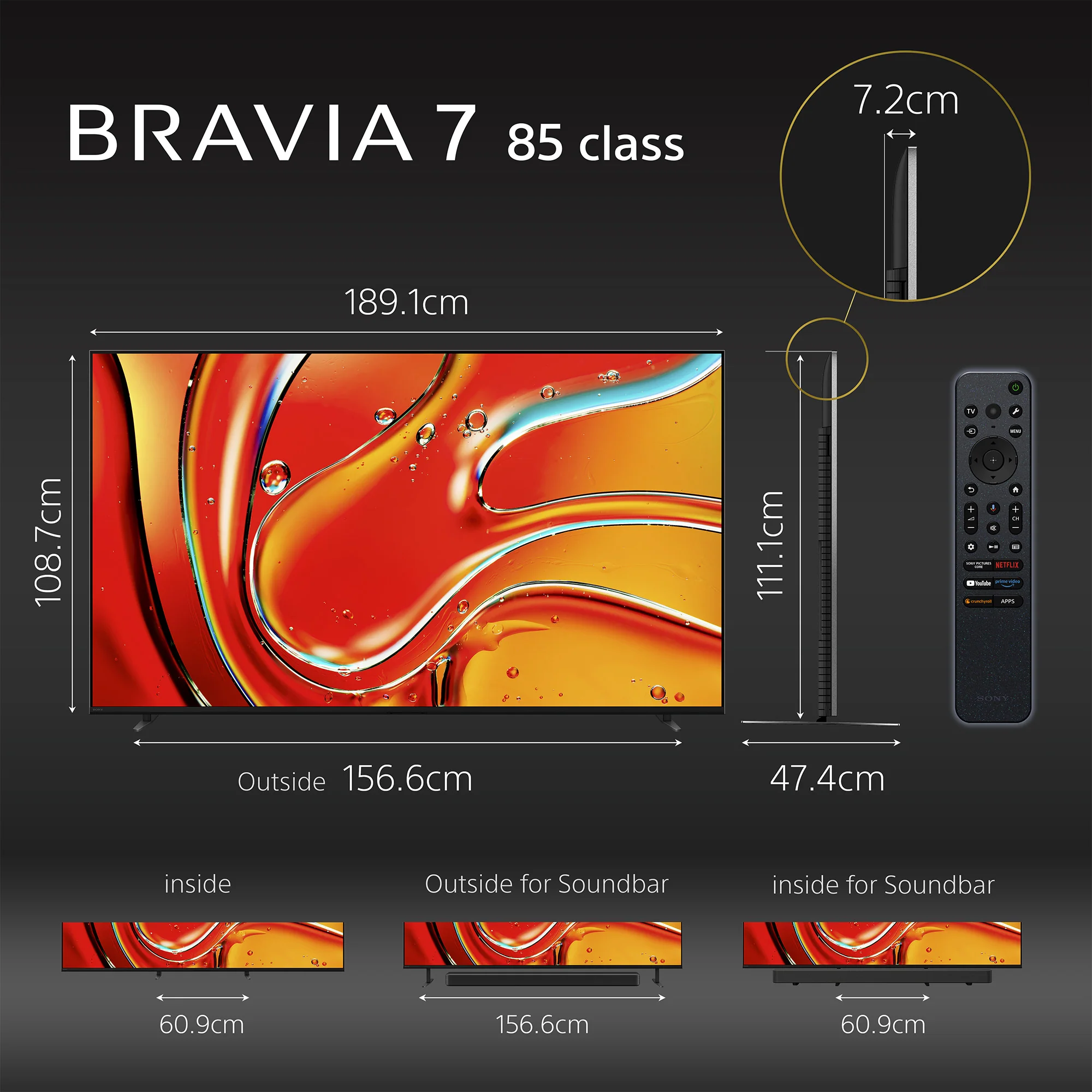Sony | BRAVIA 7 | 85 Inch | MINI LED XR QLED | XR BACKLIGHT MASTER DRIVE TV | Perfectly balanced for movies, PS5 gaming & sports | 4K HDR Smart TV (Google TV) | 2024 Model - Image 3