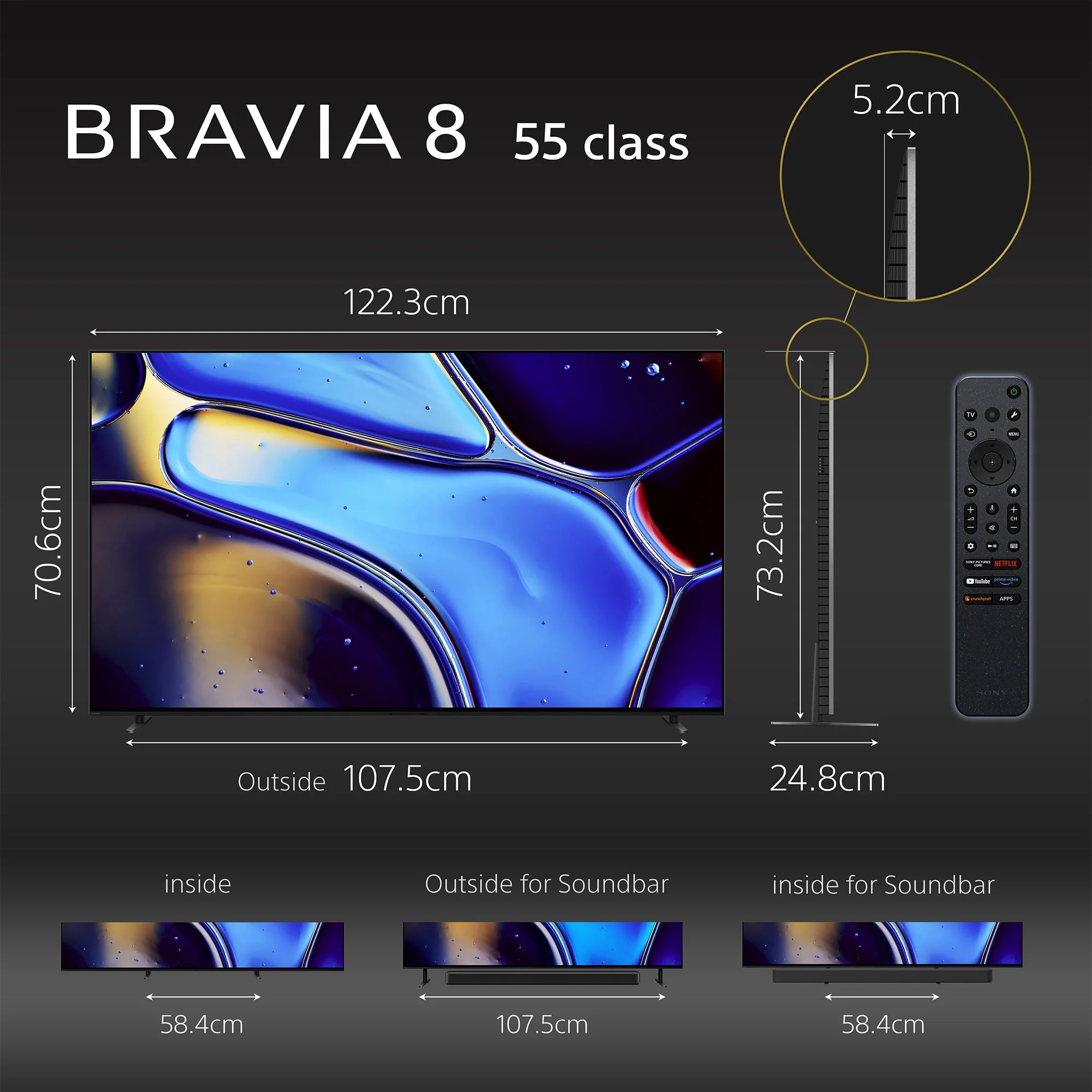 Sony | BRAVIA 8 | 55 Inch | XR-OLED | XR Processor | Exclusive features for PS5 gaming | 4K HDR Dolby Vision Smart TV (Google TV) | 2024 Model - Image 2