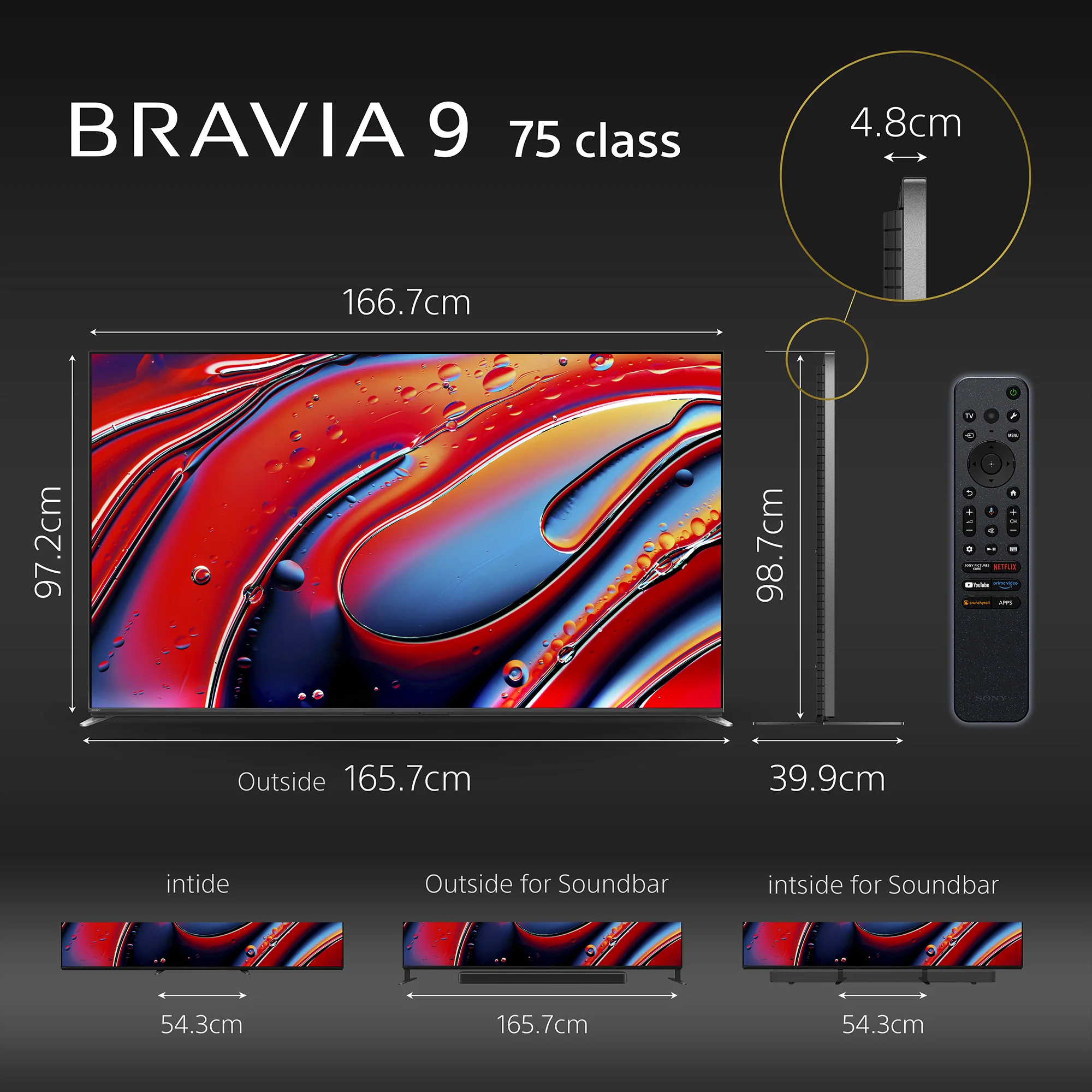 Sony | BRAVIA 9 | 75 Inch | MINI LED XR QLED TV with XR BACKLIGHT MASTER DRIVE TV with High Peak Luminance | Our Brightest TV ever for ultimate cinema, sports, PS5 gaming | 4K HDR Smart TV (Google TV) | 2024 Model - Image 3